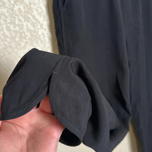 Madewell Womens Black XS Pants Elastic Tie Front Waist Pockets Side Slit Ankle - Picture 4 of 9